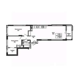 2-к квартира, вторичка, 74м2, 3/9 этаж