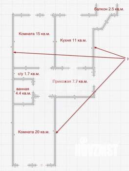 2-к квартира, вторичка, 60м2, 8/9 этаж