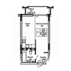 Студия квартира, вторичка, 31м2, 9/9 этаж
