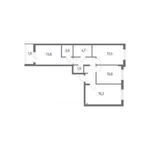 3-к квартира, вторичка, 74м2, 8/8 этаж