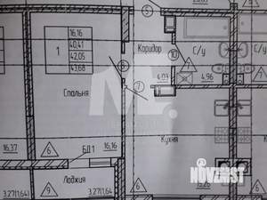 1-к квартира, вторичка, 44м2, 6/17 этаж