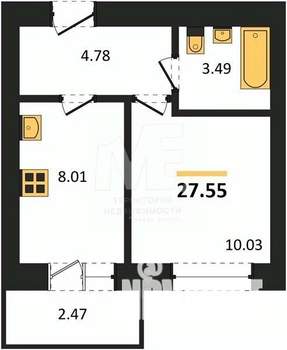 1-к квартира, вторичка, 28м2, 7/9 этаж