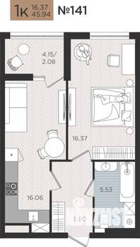 1-к квартира, вторичка, 46м2, 4/9 этаж