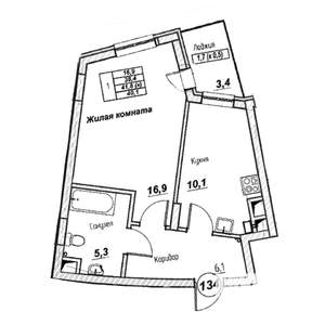1-к квартира, вторичка, 40м2, 3/7 этаж