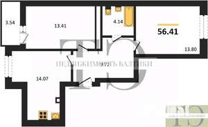 2-к квартира, вторичка, 56м2, 6/9 этаж