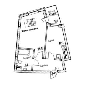 1-к квартира, вторичка, 40м2, 4/7 этаж