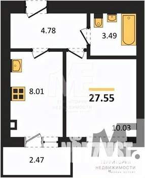 1-к квартира, вторичка, 28м2, 5/9 этаж