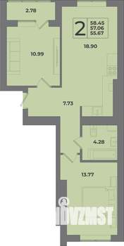 2-к квартира, вторичка, 58м2, 6/9 этаж