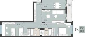 Студия квартира, сданный дом, 95м2, 1/8 этаж