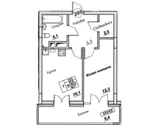 1-к квартира, вторичка, 45м2, 7/7 этаж