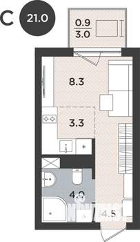 1-к квартира, вторичка, 21м2, 3/9 этаж