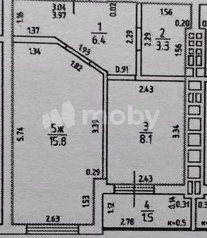 1-к квартира, вторичка, 34м2, 5/9 этаж