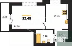 1-к квартира, вторичка, 32м2, 6/9 этаж