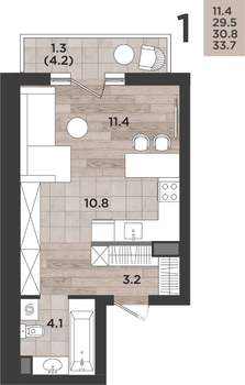 Студия квартира, вторичка, 31м2, 12/14 этаж
