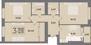 3-к квартира, вторичка, 79м2, 1/9 этаж