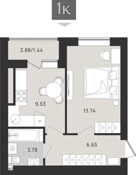 Студия квартира, вторичка, 35м2, 7/9 этаж