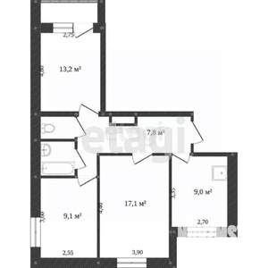 3-к квартира, вторичка, 65м2, 6/9 этаж