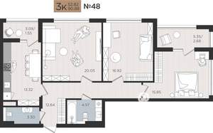 3-к квартира, вторичка, 91м2, 4/10 этаж