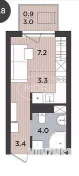 Студия квартира, вторичка, 21м2, 6/9 этаж