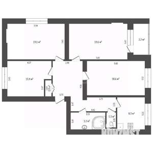 4-к квартира, вторичка, 102м2, 1/5 этаж