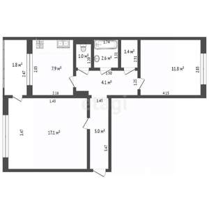 2-к квартира, вторичка, 51м2, 3/5 этаж