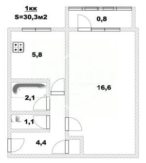 1-к квартира, вторичка, 30м2, 3/5 этаж