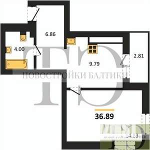 1-к квартира, вторичка, 37м2, 8/9 этаж