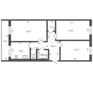 3-к квартира, вторичка, 73м2, 2/5 этаж