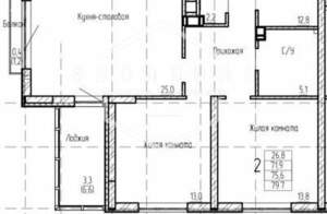 2-к квартира, сданный дом, 72м2, 2/9 этаж
