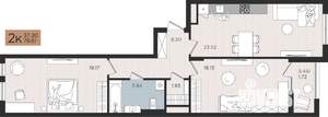 2-к квартира, строящийся дом, 79м2, 2/10 этаж