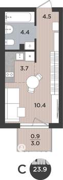 Студия квартира, вторичка, 24м2, 1/9 этаж