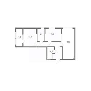 2-к квартира, строящийся дом, 73м2, 5/8 этаж