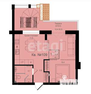 1-к квартира, сданный дом, 39м2, 10/10 этаж