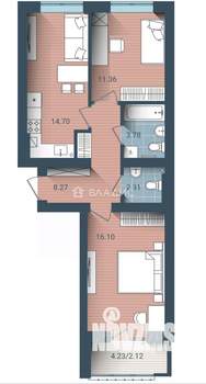 2-к квартира, вторичка, 60м2, 3/4 этаж