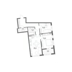 2-к квартира, строящийся дом, 71м2, 5/8 этаж