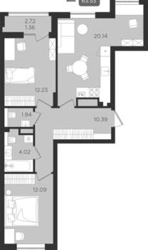 Студия квартира, вторичка, 62м2, 5/9 этаж