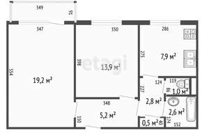 2-к квартира, вторичка, 54м2, 1/5 этаж