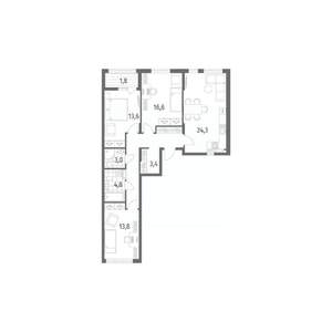 3-к квартира, вторичка, 94м2, 4/8 этаж