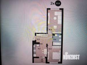 2-к квартира, строящийся дом, 52м2, 5/9 этаж