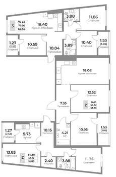 2-к квартира, вторичка, 55м2, 5/10 этаж