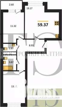 2-к квартира, вторичка, 59м2, 5/9 этаж