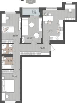 Студия квартира, вторичка, 81м2, 6/9 этаж