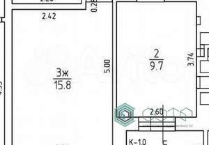1-к квартира, вторичка, 37м2, 1/8 этаж