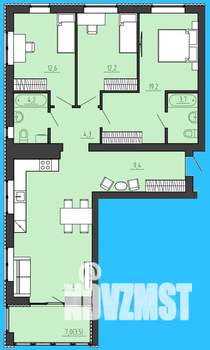 3-к квартира, строящийся дом, 100м2, 1/8 этаж