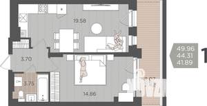 1-к квартира, вторичка, 44м2, 2/9 этаж