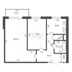 2-к квартира, вторичка, 44м2, 5/9 этаж