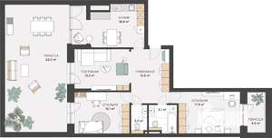 3-к квартира, сданный дом, 106м2, 2/12 этаж