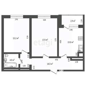 2-к квартира, вторичка, 64м2, 2/9 этаж