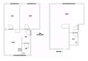 3-к квартира, вторичка, 62м2, 3/3 этаж