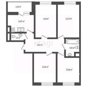 4-к квартира, вторичка, 92м2, 1/10 этаж